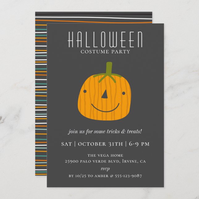 Cute Jack O'lantern  Halloween Party Invitation (Front/Back)