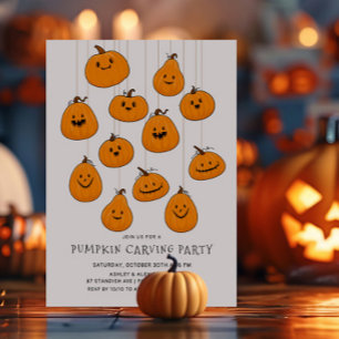 Cute Jack O'lantern Pumpkin Carving Halloween Invitation