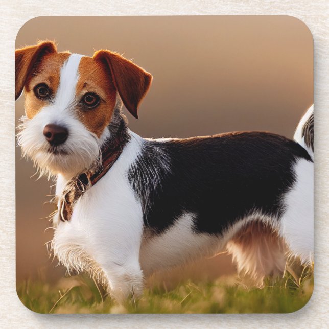 Cute Jack Russel Terrier Dog Photograph Beverage Coaster (Front)