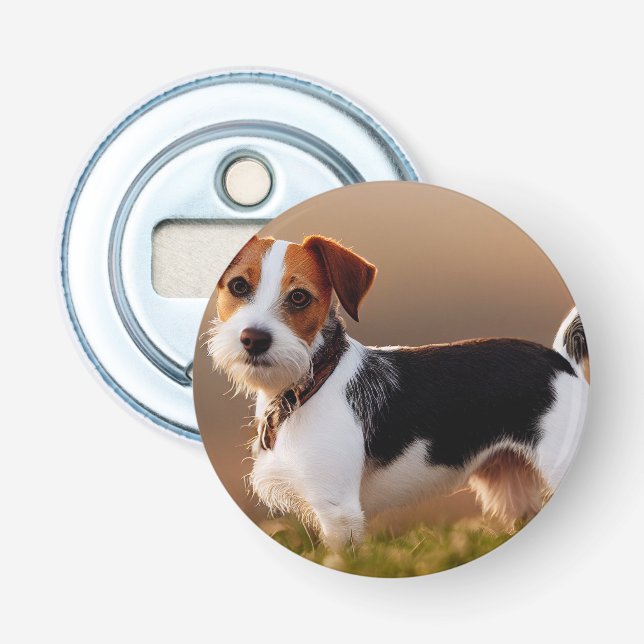 Cute Jack Russel Terrier Dog Photograph Bottle Opener (Front)