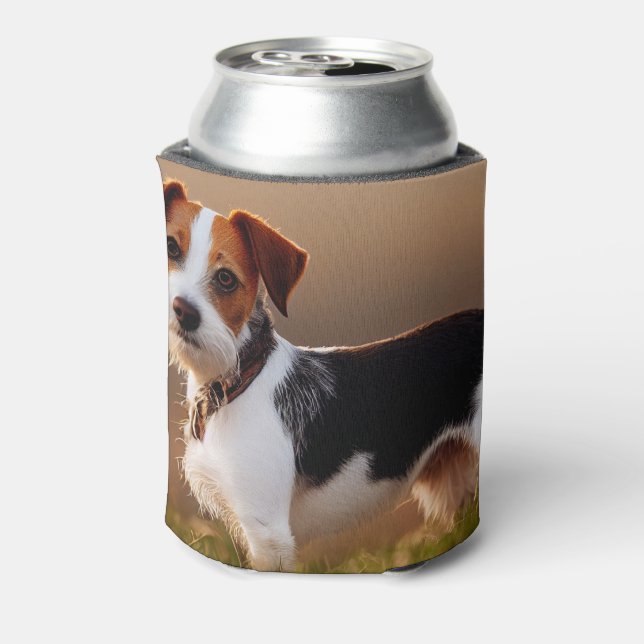Cute Jack Russel Terrier Dog Photograph Can Cooler (Can Back)