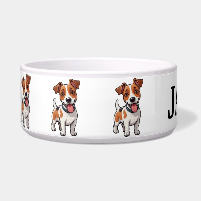 Cute Jack Russel Terrier Personalize Bowl (Left)