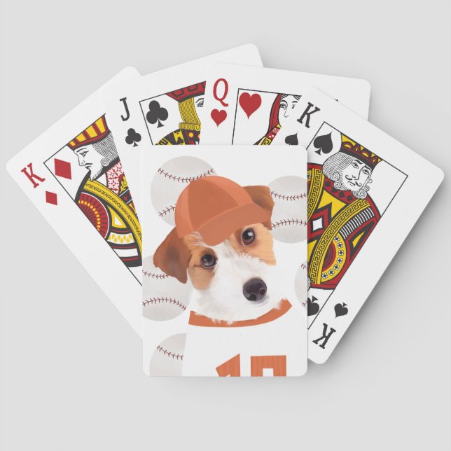 Cute Jack Russell Dog Baseball Jersey and Balls  Poker Cards (Back)