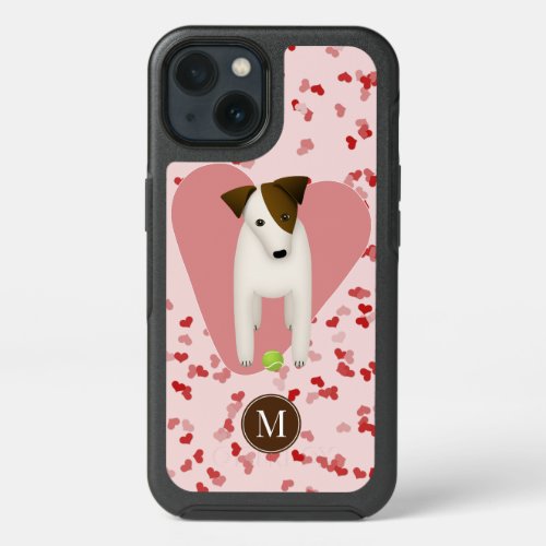 cute Jack Russell dog tennis ball confetti hearts iPhone 13 Case