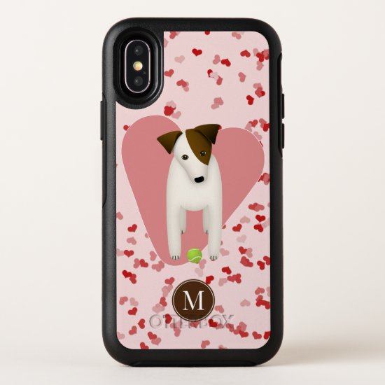 cute Jack Russell dog tennis ball confetti hearts OtterBox Symmetry iPhone X Case