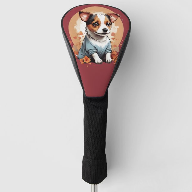 Cute Jack Russell Puppy Golf Head Cover (Front)
