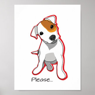 Cute Jack Russell Puppy Poster with Red Accent