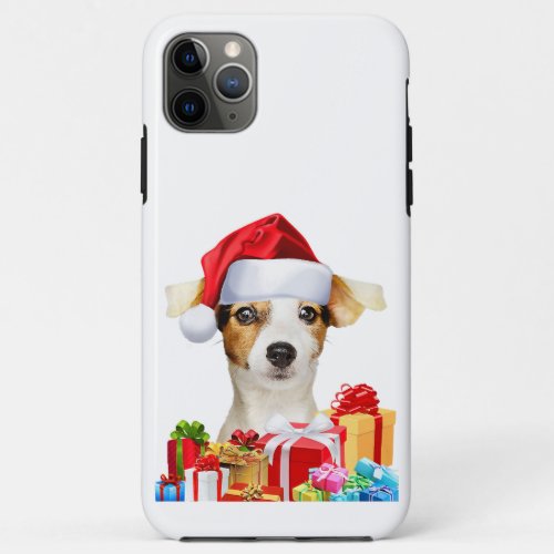 Cute Jack Russell Santa Hat Image Funny Dog Christ iPhone 11 Pro Max Case