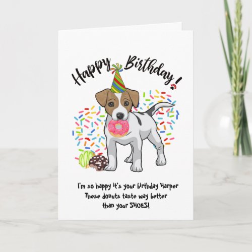 Cute Jack Russell Terrier Birthday Card Donuts