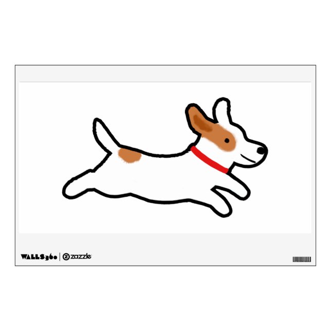 Cute Jack Russell Terrier Cartoon Dog Wall Decal (Front)