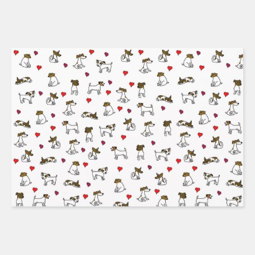 Cute Jack Russell Terrier Cartoon Gift Wrap Set