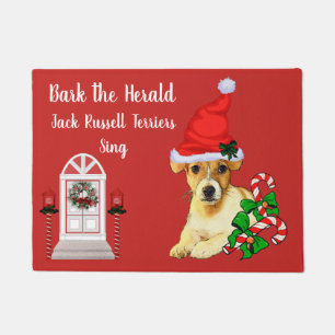 Cute Jack Russell Terrier Christmas Doormat