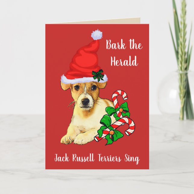 Cute Jack Russell Terrier Christmas Holiday Card (Front)