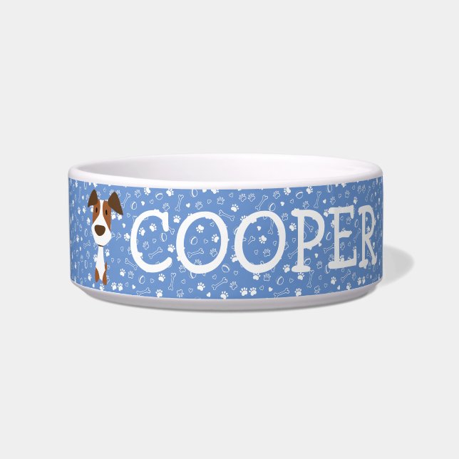 Cute Jack Russell Terrier Dog Customizable Name Bo Bowl (Front)