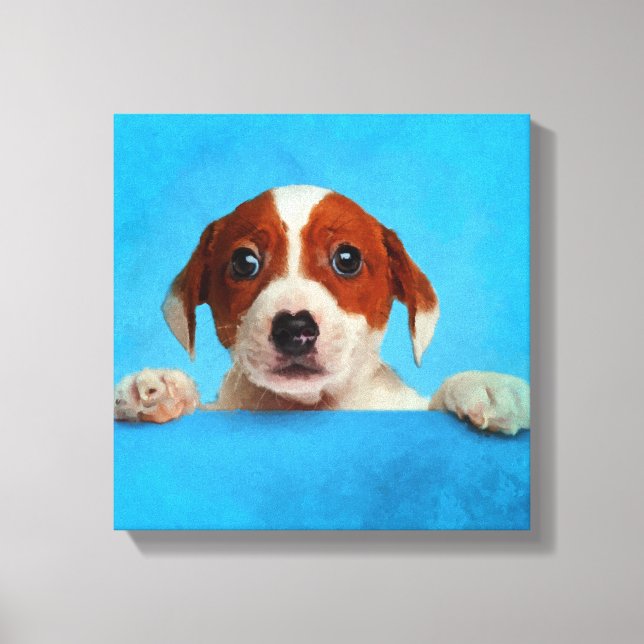 Cute Jack Russell Terrier Puppy Canvas Print (Front)