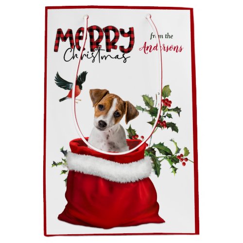 Cute Jack Russell Terrier Puppy Dog Christmas Medium Gift Bag