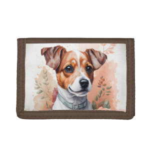 Cute Jack Russell Terrier Puppy Trifold Wallet