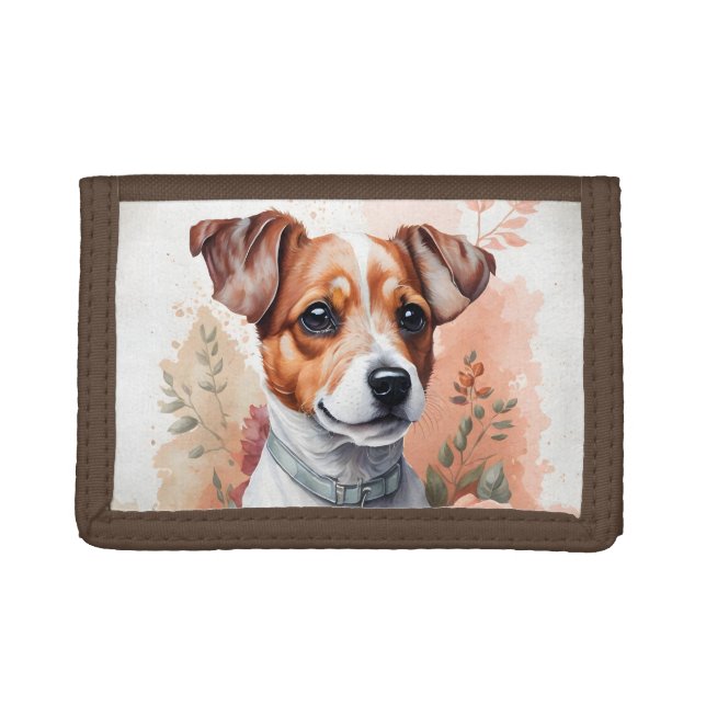 Cute Jack Russell Terrier Puppy Trifold Wallet (Front)