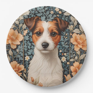 Cute Jack Russell Terrier William Morris Inspired Paper Plates