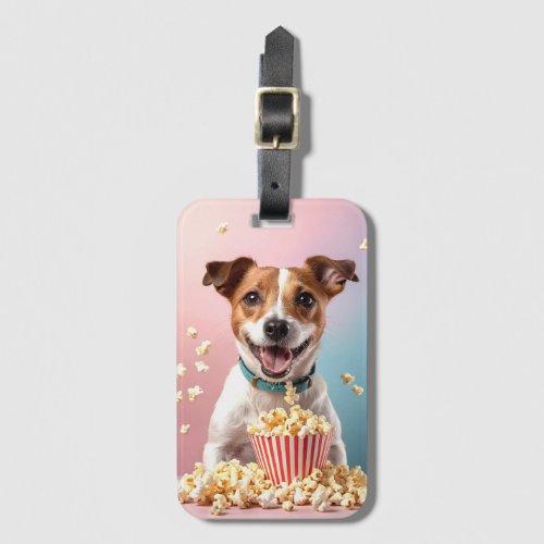 Cute Jack Russell Terrier With Popcorn Luggage Tag