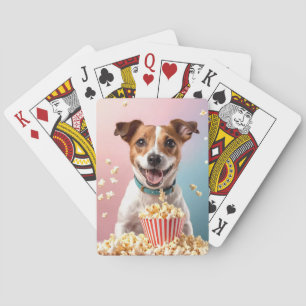 Cute Jack Russell Terrier With Popcorn Poker Cards