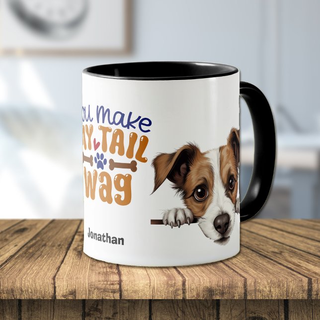 Cute Jack Russell Terrier You Make My Tail Wag Mug (Creator Uploaded)