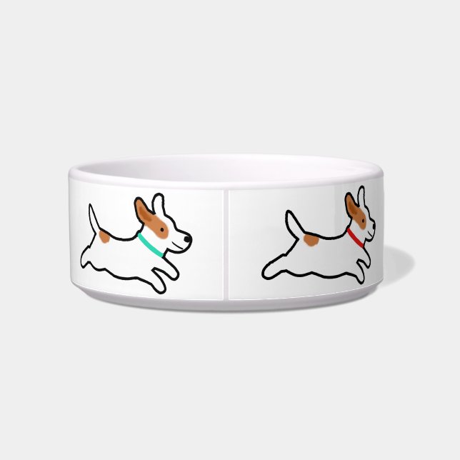 Cute Jack Russell Terriers - Fun Dog Dish (Back)