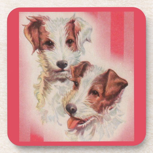 CUTE Jack Russell terriers illustration Coaster (Front)