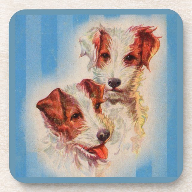 CUTE Jack Russell terriers illustration Coaster (Front)