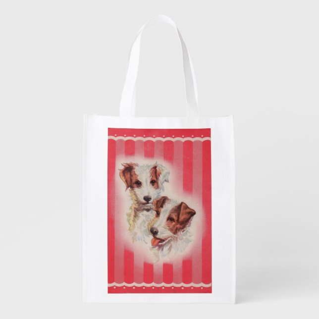 CUTE Jack Russell terriers illustration Grocery Bag (Front)