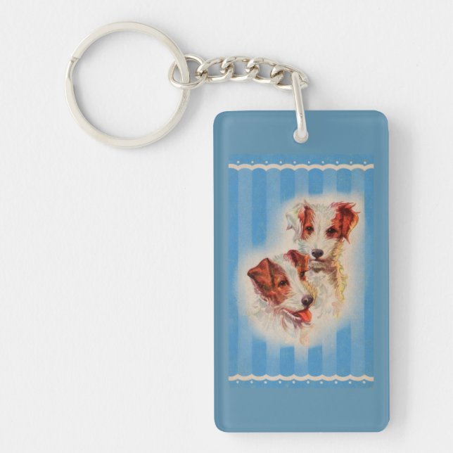 CUTE Jack Russell terriers illustration Keychain (Front)