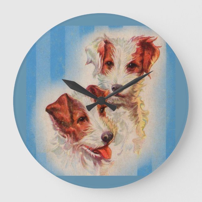 CUTE Jack Russell terriers illustration Large Clock (Front)