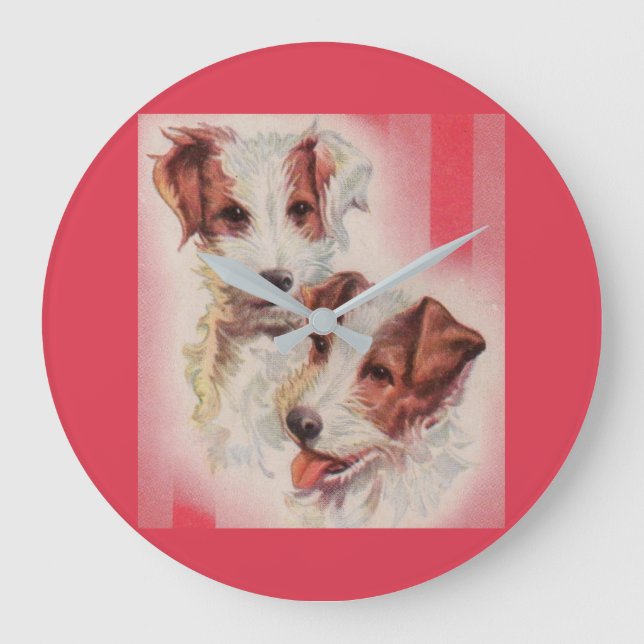 CUTE Jack Russell terriers illustration Large Clock (Front)