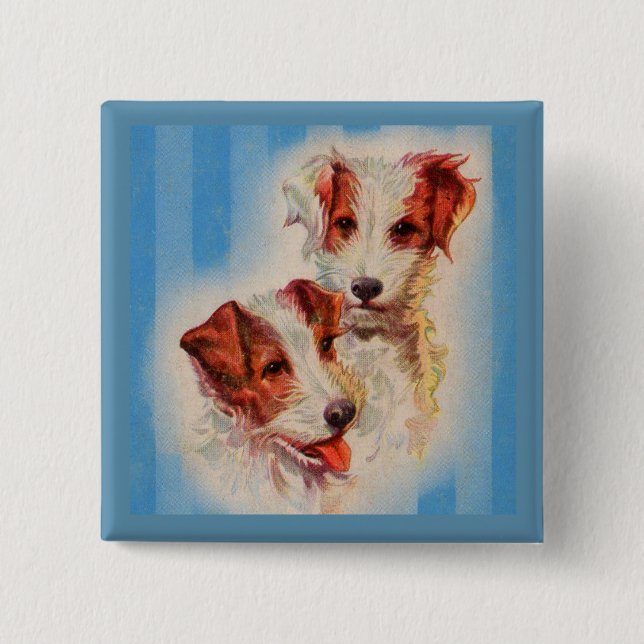 CUTE Jack Russell terriers illustration Pinback Button (Front)