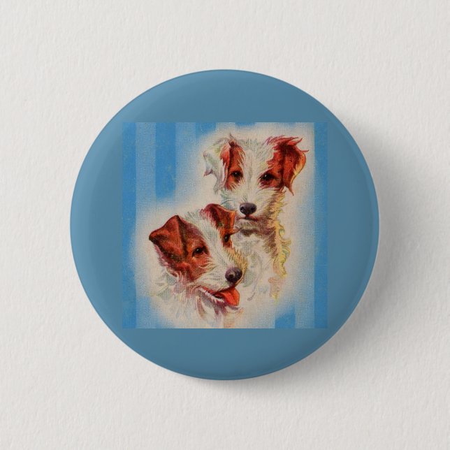CUTE Jack Russell terriers illustration Pinback Button (Front)