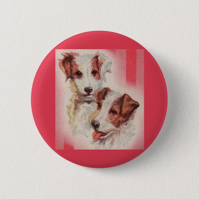 CUTE Jack Russell terriers illustration Pinback Button (Front)