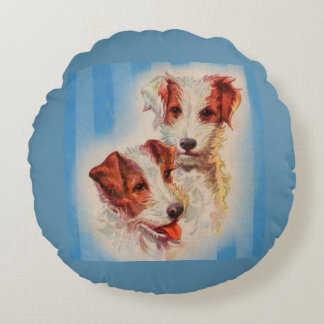 CUTE Jack Russell terriers illustration Round Pillow