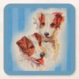 CUTE Jack Russell terriers illustration Square Paper Coaster
