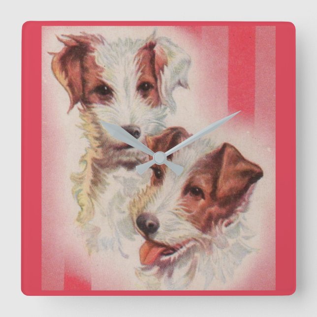 CUTE Jack Russell terriers illustration Square Wall Clock (Front)