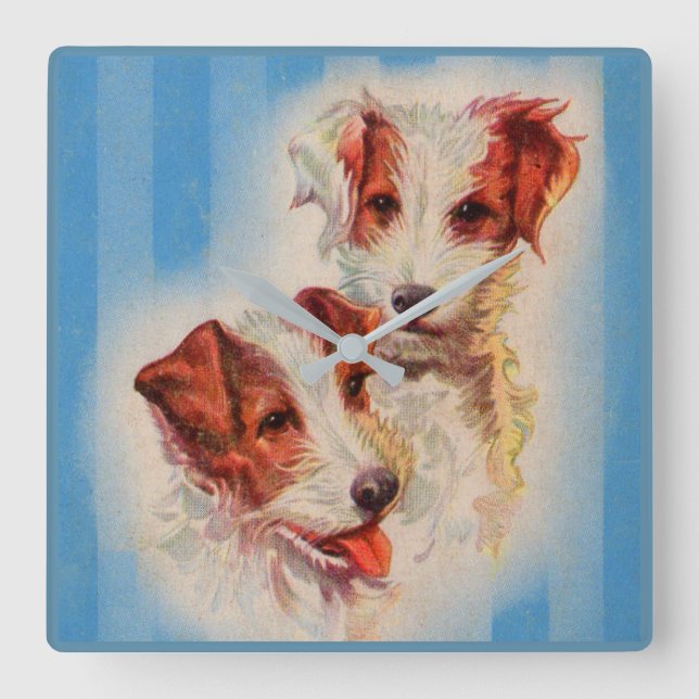 CUTE Jack Russell terriers illustration Square Wall Clock (Front)