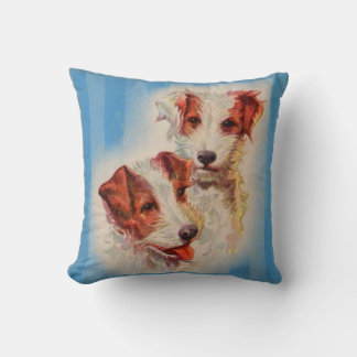 CUTE Jack Russell terriers illustration Throw Pillow