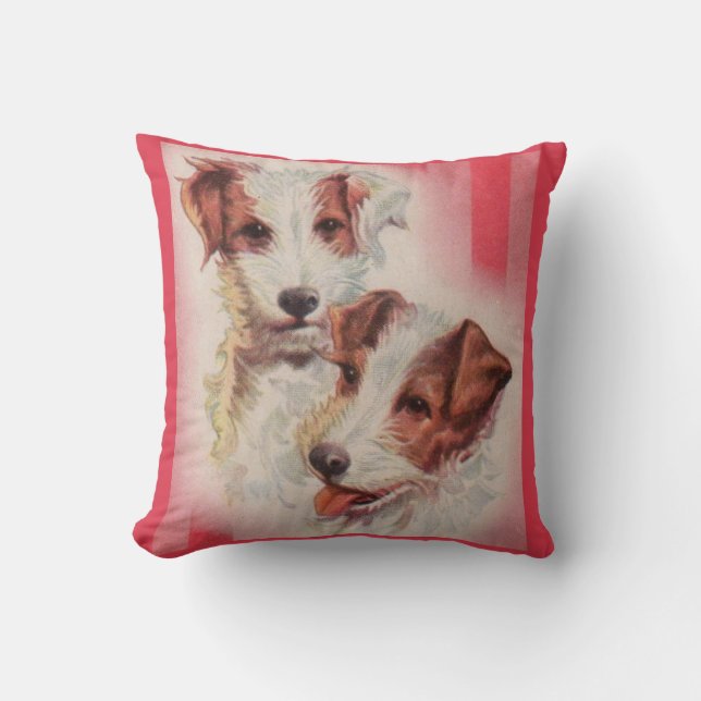 CUTE Jack Russell terriers illustration Throw Pillow (Front)