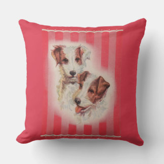 CUTE Jack Russell terriers illustration Throw Pillow