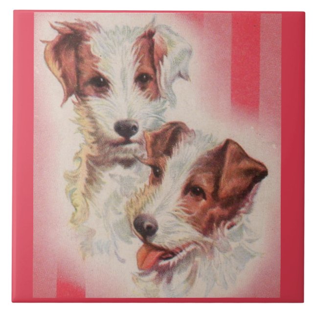 CUTE Jack Russell terriers illustration Tile (Front)