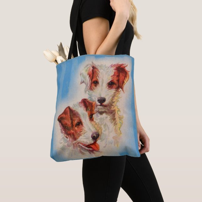 CUTE Jack Russell terriers illustration Tote Bag (Close Up)