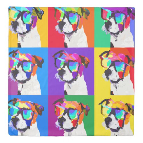 Cute Jack Russell Terriers in pop art style Duvet Cover