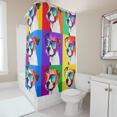 Cute Jack Russell Terriers in pop art style Shower Curtain