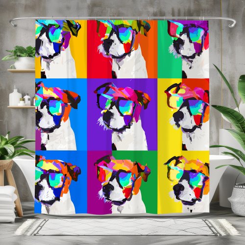 Cute Jack Russell Terriers in pop art style Shower Curtain