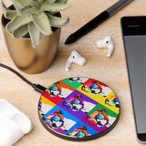 Cute Jack Russell Terriers in pop art style Wireless Charger