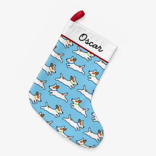 Cute Jack Russell Terriers Pattern Fun Dogs Xmas Small Christmas Stocking